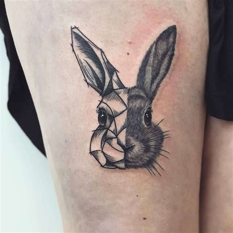 geometric bunny tattoo|101 Best Bunny Tattoo Ideas You’ll Have To See To Believe!